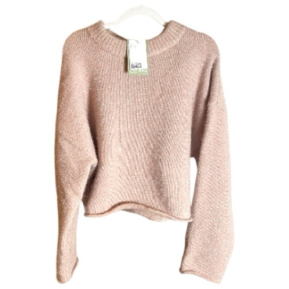 NWT H&M Light Pink Sparkly Sweater With Metallic Thread. Size XL